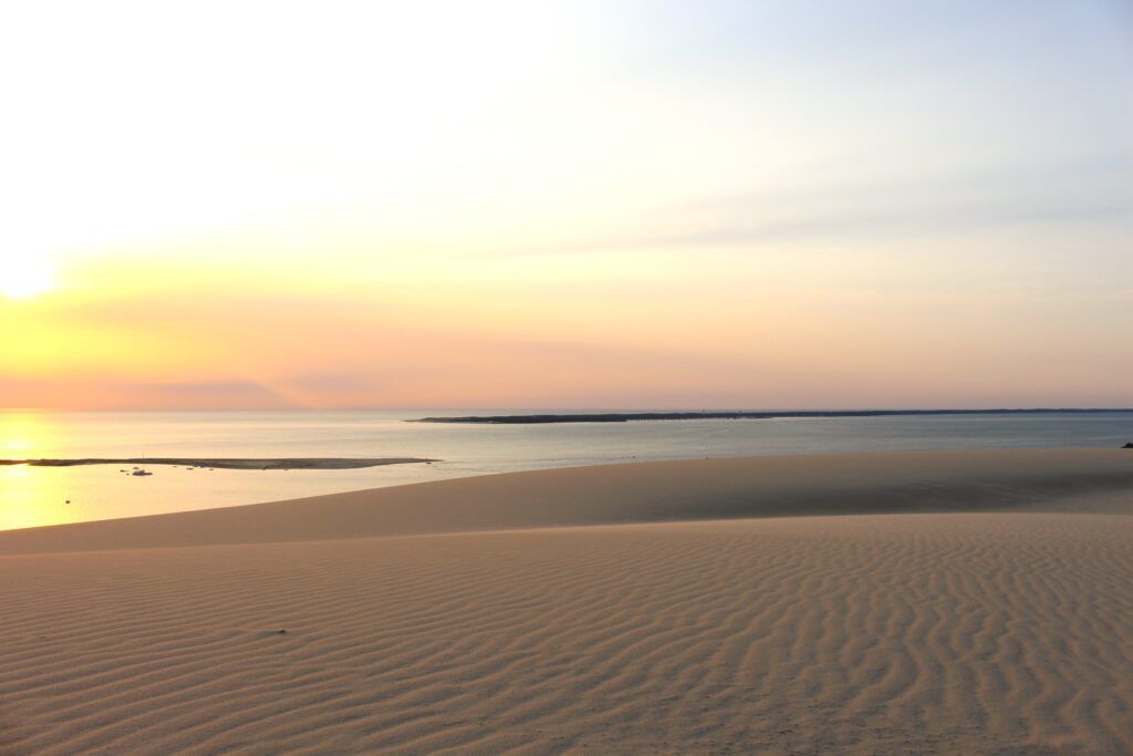 Panorama cote ocean Accueils postés en crête de Dune : sensibiliser à cet espace naturel fragile Dune du Pilat