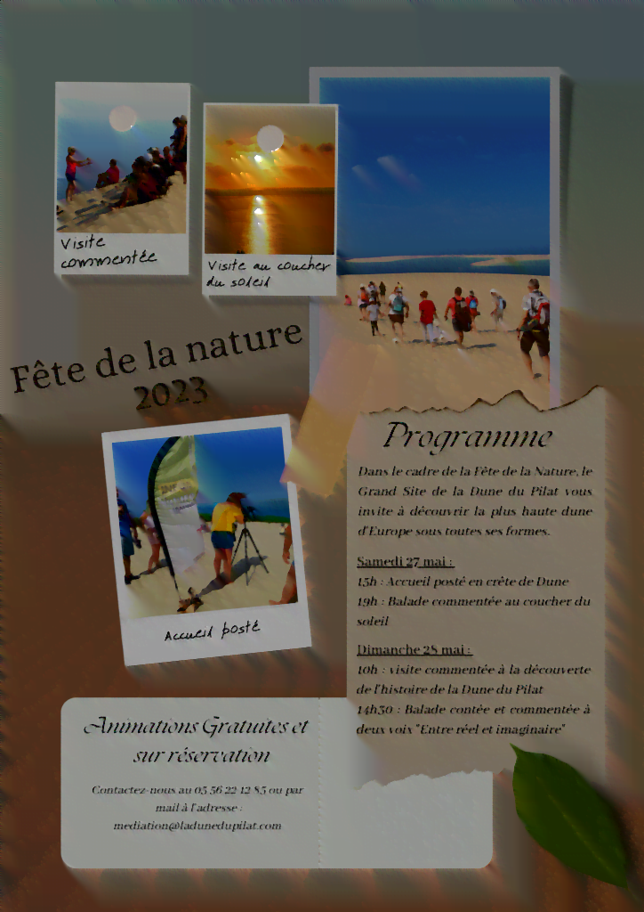 Fete de la nature23 Les 27 et 28 mai, la Dune fête la nature ! Dune du Pilat